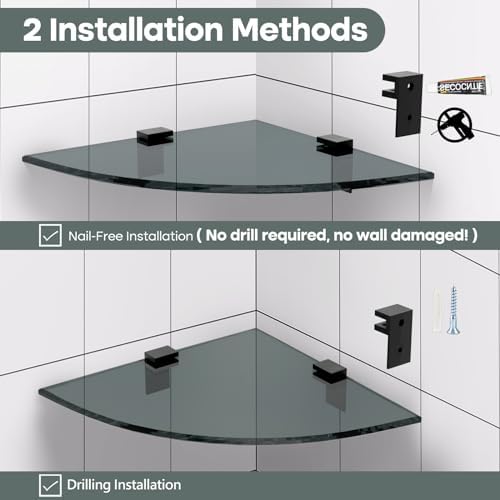 2-Pack Glass Shelf Shower Caddie Black