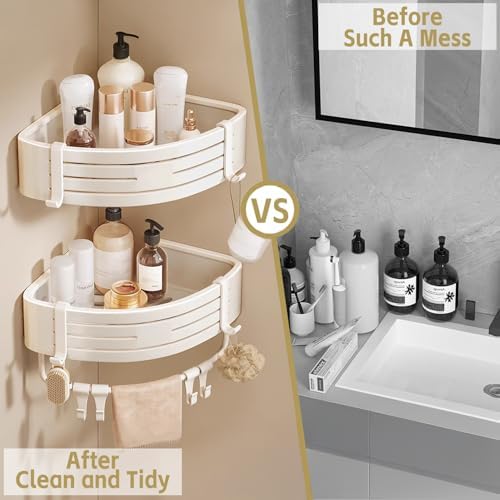Piker Corner Shower Caddy with Towel Bar and Adhesive Mount