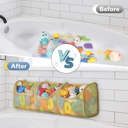 DOCMON Bath Toy Storage with 3 Compartments - Yellow