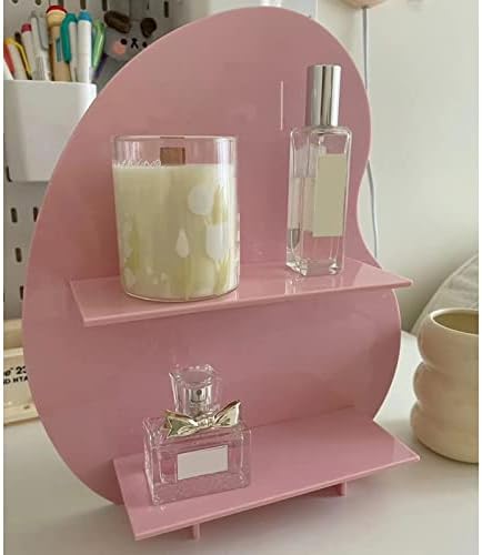 Cyrank Makeup Organizer Countertop Corner Shelf S-Pink