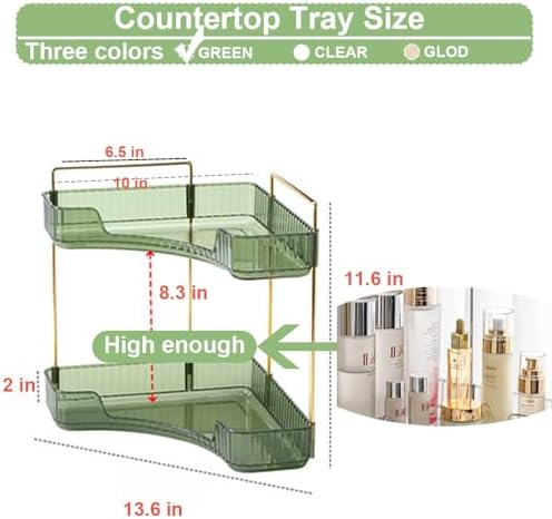 Corner Bathroom Counter Organizer 2 Tiers Green