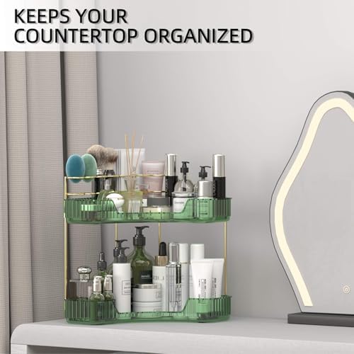 2 Tier Corner Bathroom Organizer with Brush Holder