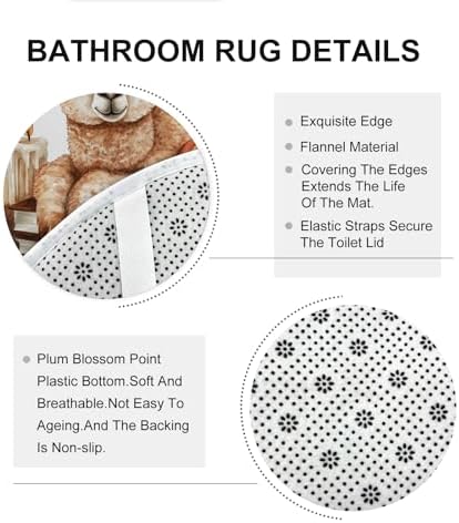 DESIHOM 4PCS Fall Alpaca Llama Shower Curtain Set with Hooks and Non-Slip Mat