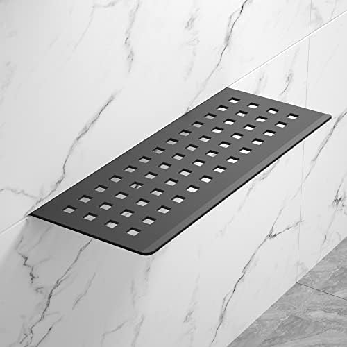 Bernkot Floating Shower Shelf 10 Inch Matte Black 304 Stainless Steel Recessed Wall Shelf for Lavatory Bath Accessories