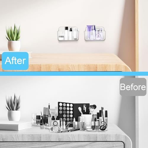 CGBE 2 Pack Cabinet Door Organizer Clear Shower Shelves with Strong Adhesive