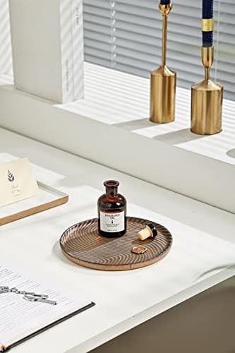 Stoneware Vanity Tray with Raised Edges and Brown Glaze