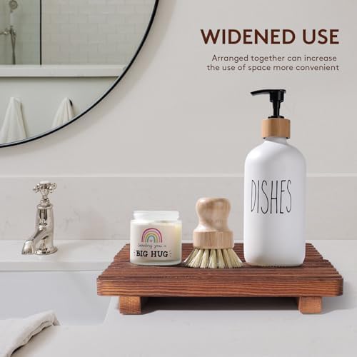 Set of 2 Wooden Soap Trays for Kitchen and Bathroom Use