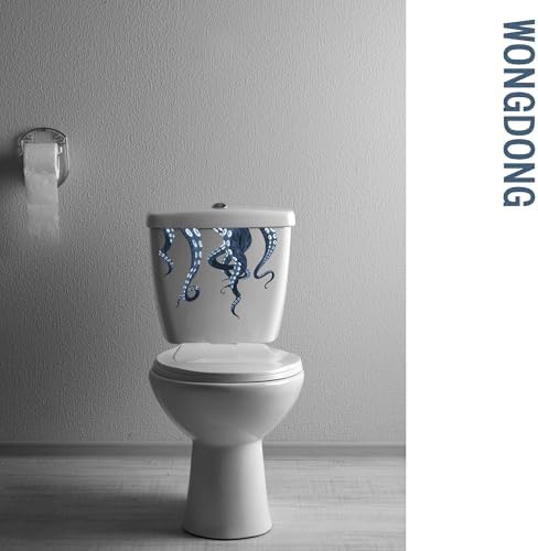 Octopus Kraken Tentacle Toilet Lid Decals Navy Blue Design