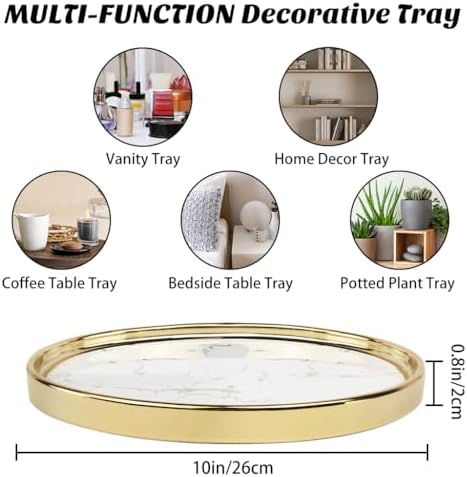 Vanity Perfume Round Decorative Storage Tray - White Organizer for Bathroom and Bedroom