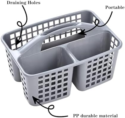 Portable Shower Caddy Basket with Handle and Compartments - 2 Pcs