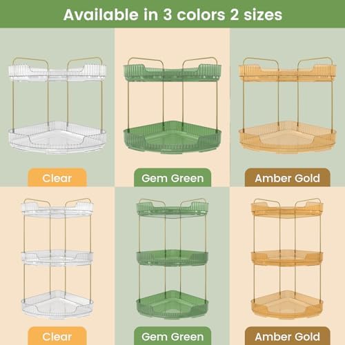 Acrylic Corner Bathroom Tray Organizer Green