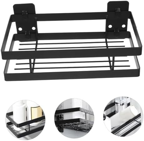 Wall Mounted Shower Organizer with Adhesive Base and Draining Shelf