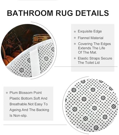 DESIHOM 4PCS Fall Candle Shower Curtain Set with Non-Slip Rug and Toilet Lid Cover Mat