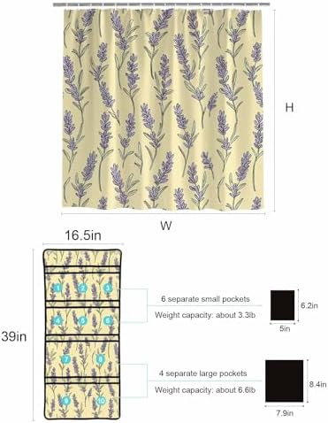 ZFUNCING Floral Shower Curtain Set with Organizer and Hooks