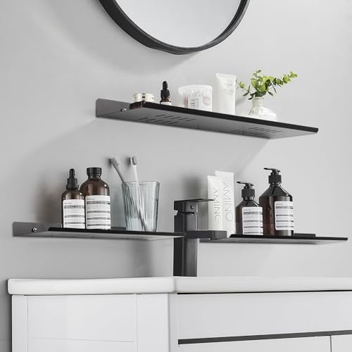 2 Pack Wall-Mounted Aluminum Alloy Shower Caddy with Self-Adhesive