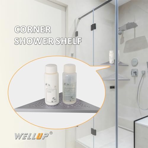 WELLUP Brushed Nickel 10 Inch Corner Shower Shelf 2 Pack No Drilling