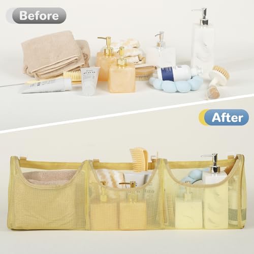 DOCMON Bath Toy Storage with 3 Compartments - Yellow