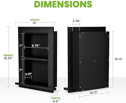 AdirHome Recessed Wall Mount Storage Cabinet Black
