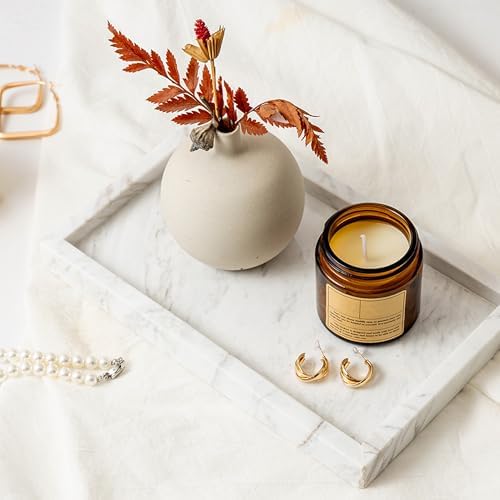 WORHE Natural Marble Vanity Tray for Jewelry and Makeup