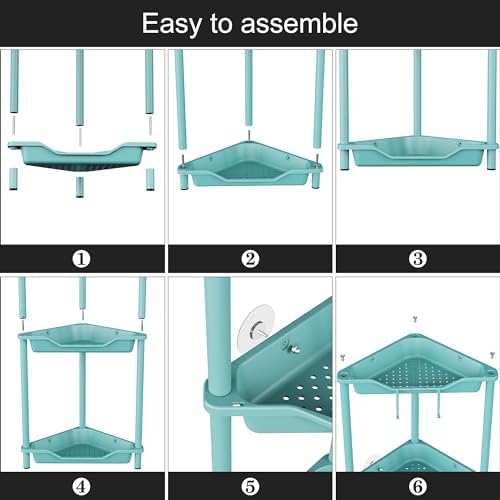Orimade Rustproof 4 Tier Corner Shower Caddy Organizer Blue