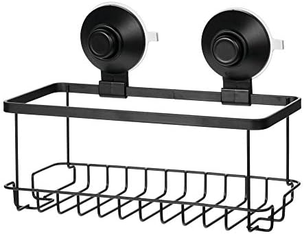 iDesign Everett Metal Push Lock Suction Shower Caddy Matte Black