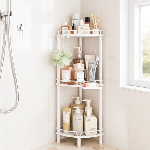 ELYKEN Corner Shower Caddy 3 Tier Rustproof Organizer White
