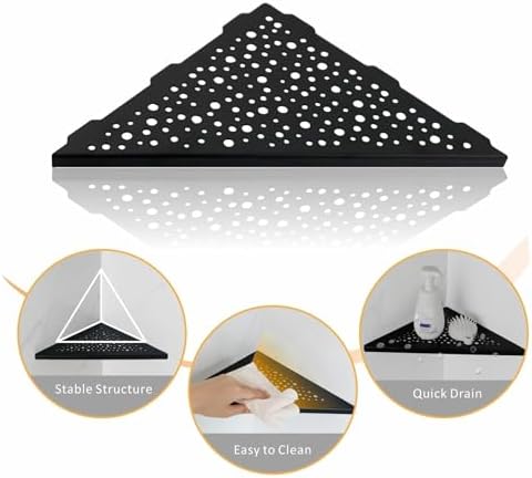 WELLUP Black 10 Inch Corner Shower Shelf 2 Pack
