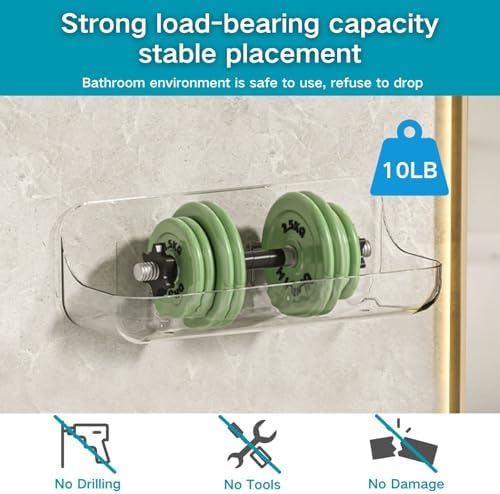 2 PCS Acrylic Wall Mounted Transparent Shelf for Bathroom and Kitchen