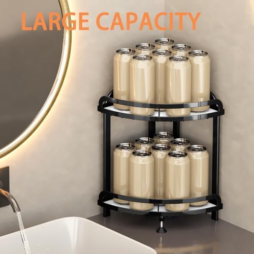 Yiwafu Black Corner Shelf Bathroom Organizer 2-Tier Storage