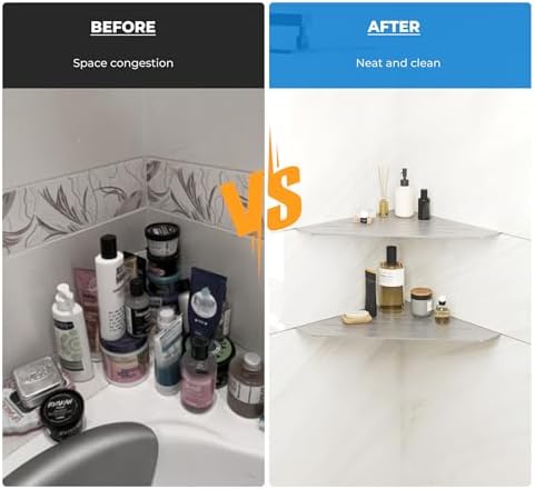 FerdY 2-Pack 10 Inch Brushed Nickel Recessed Corner Shower Shelf