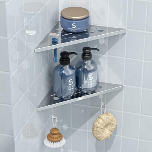 DAYONE 2 Pack Corner Shower Shelves 10 Inch Chrome