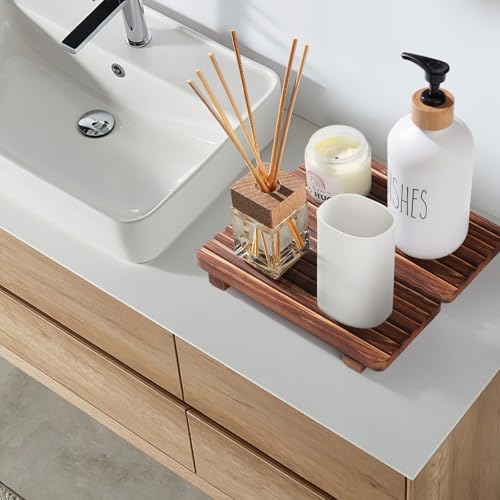 Set of 2 Wooden Soap Trays for Kitchen and Bathroom Use