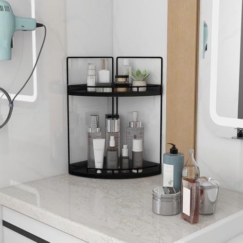 Dorhors 2 Tier Bathroom Organizer Shelf Black