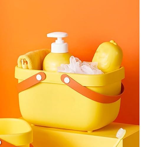 Shower Basket with Handle Cute Cartoon Design Portable Organizer for Bathroom and College Dorm