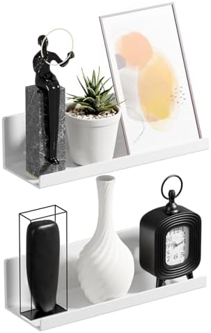 PAVSTINE 12 Inch White Adhesive Shower Caddy Set Of 2