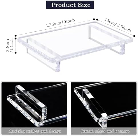 2 Pack Acrylic Pedestal Tray for Bathroom and Kitchen Countertops