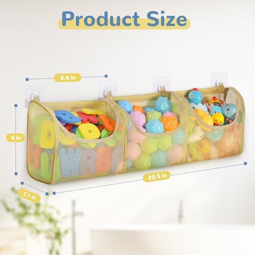 DOCMON Bath Toy Storage with 3 Compartments - Yellow