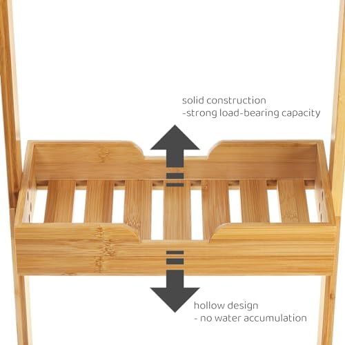 Lyellfe 3-Tier Bamboo Shower Caddy Stand with Wheels