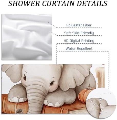 DESIHOM Fall Elephants Pumpkins Shower Curtain Set