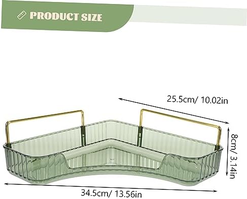 Triangular Makeup Organizer Shelf Corner Storage for Bathroom Vanity Single Layer Green