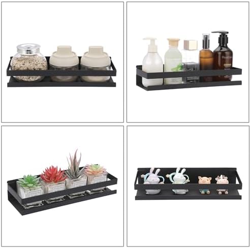 OwnMy 2PCS 12 Inch Black Shower Shelves Stainless Steel Wall Mount Caddy