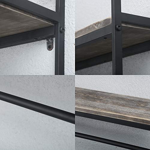 Towel Rack with 2-Tier Shelves 24 Inch Wall Mounted Black