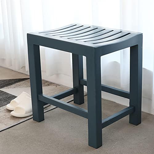 Portable Wooden Shower Bench Seat with Storage Shelf