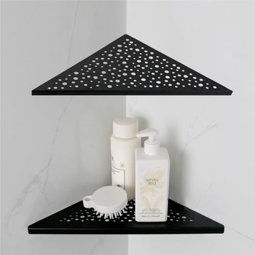 HIDROP Matte Black Corner Shower Shelf 2 Pack No Drilling