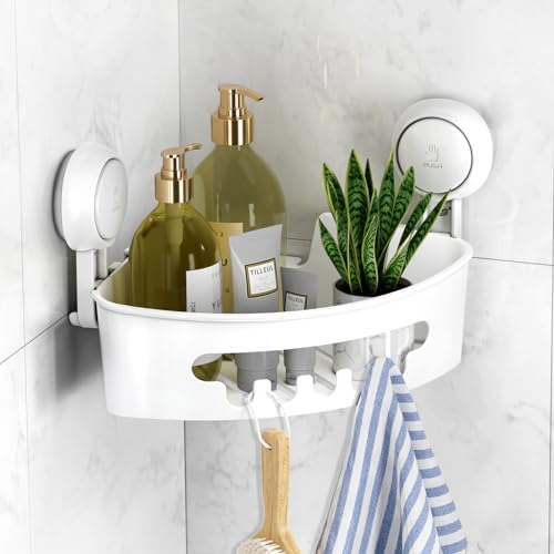 LEVERLOC Corner Shower Caddy Suction Cup White