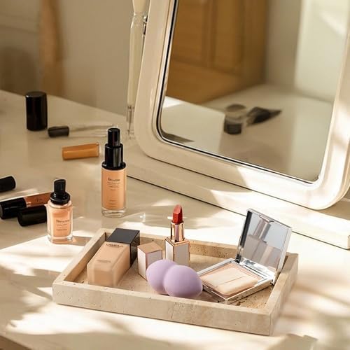 WORHE Natural Marble Vanity Tray for Jewelry and Candles