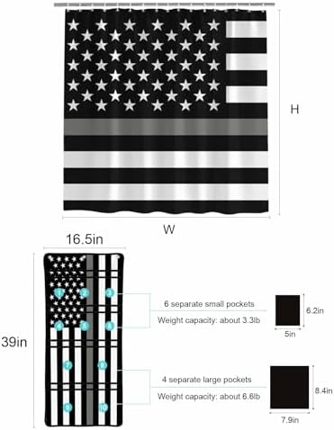 Singingin Waterproof Shower Curtain with 10 Pockets Organizer Set
