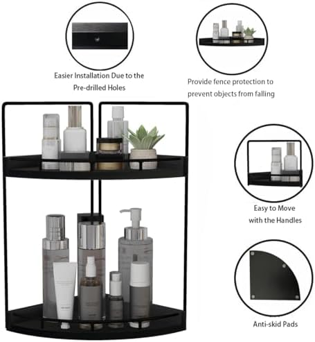 Dorhors 2 Tier Bathroom Organizer Shelf Black