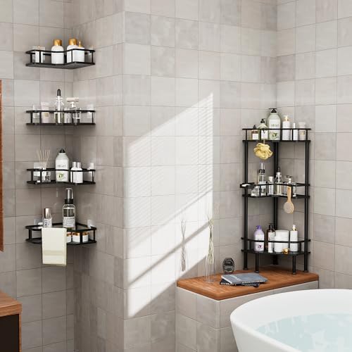 FJNATINH Corner Shower Caddy - 3 Tier Metal Organizer Stand for Bathroom