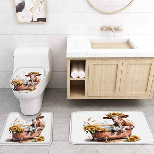 Thanksgiving Fall Sunflower Shower Curtain Set 4 Pcs